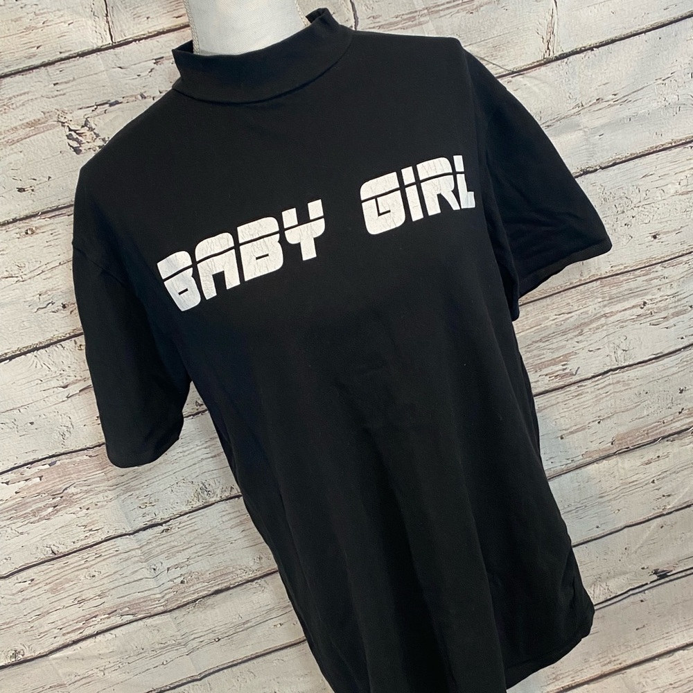FASHION NOVA "Babygirl" Mini T-Shirt Dress Black-Large